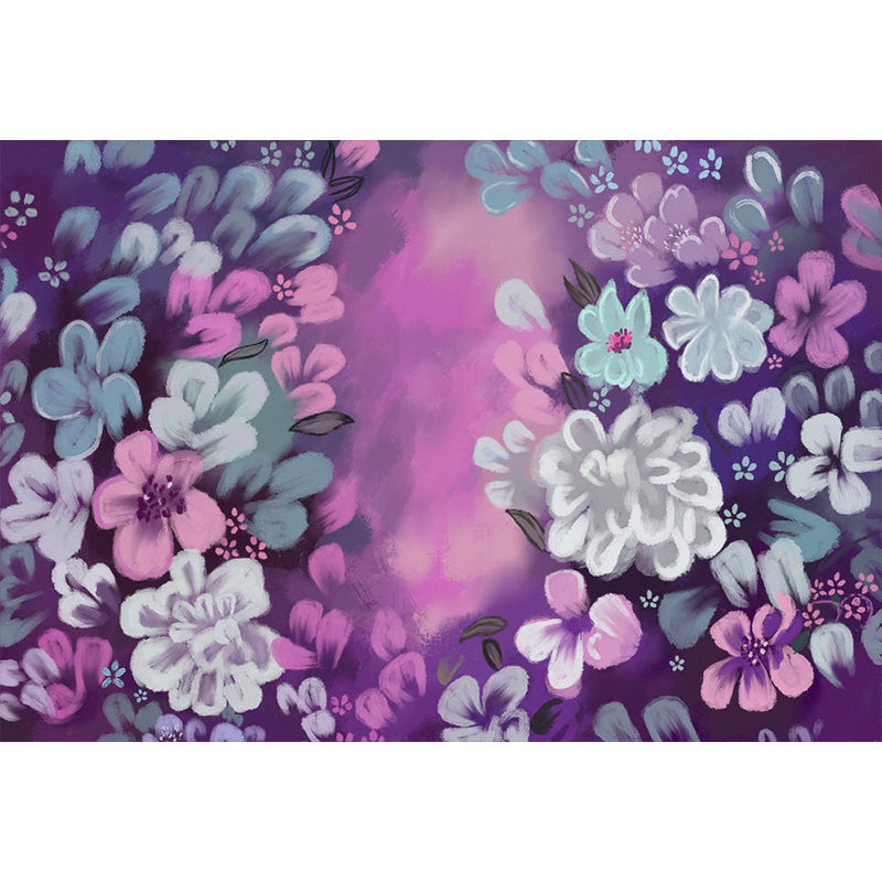 Avezano Purple Tone Handpainted Floral Backdrop For Photography-AVEZANO