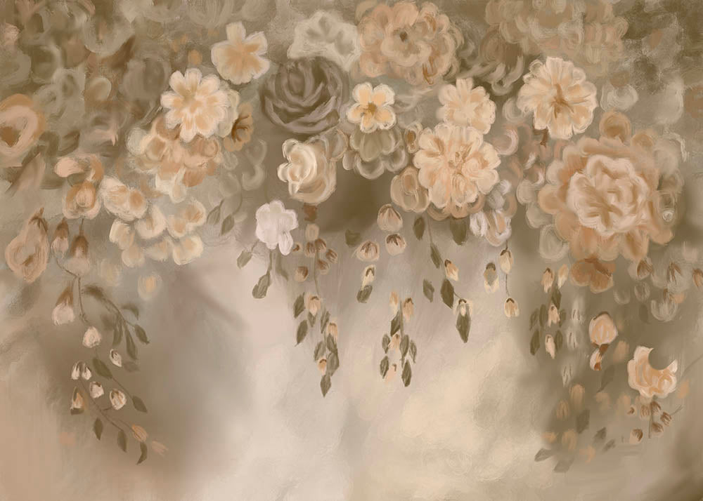 Avezano Retro Fine Art Handpainted Floral Backdrop For Photography-AVEZANO