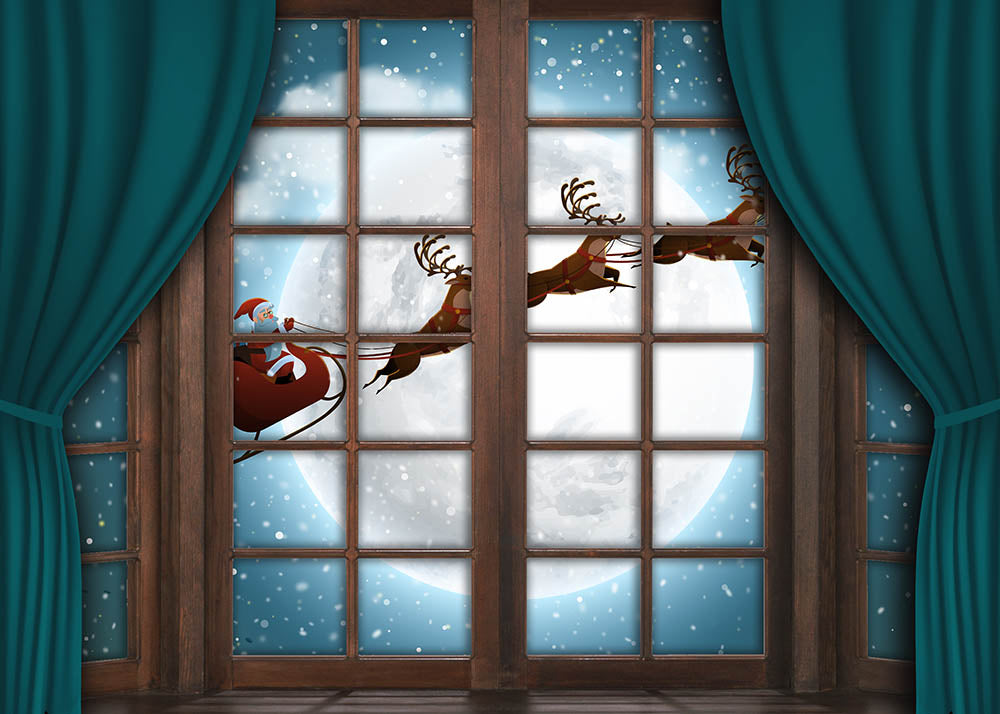 Avezano Christmas Wood Plank Wall Photography Backdrop Room Set