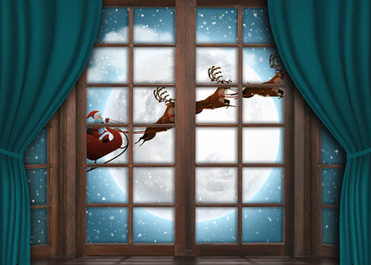 Avezano Christmas Wood Plank Wall Photography Backdrop Room Set