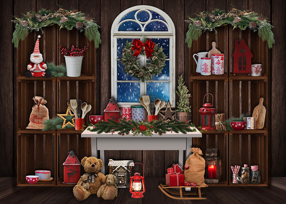Avezano Christmas Gifts Shelf Photography Backdrop-AVEZANO
