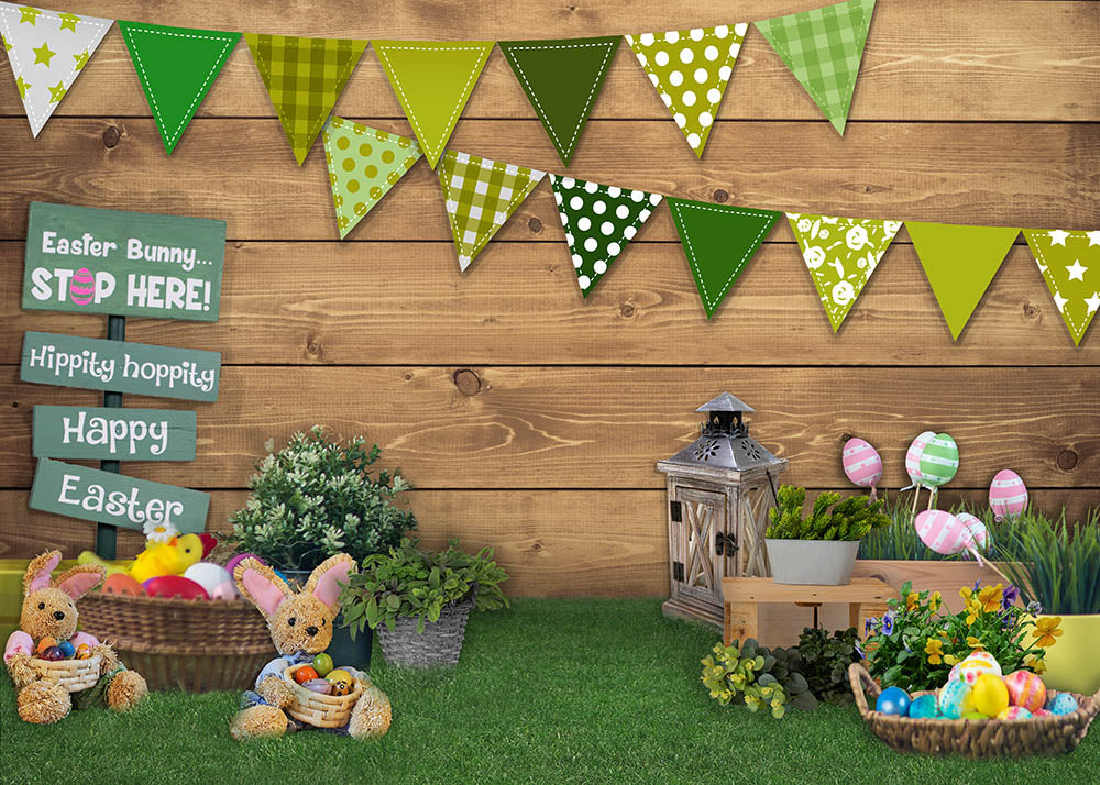 Avezano Planks and Banners Spring Easter Photography Backdrop-AVEZANO
