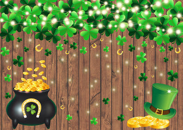 Avezano Clovers And Gold Coins St. Patrick'S Day Backdrop For Photography-AVEZANO