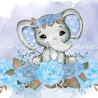 Avezano Watercolor Floral Elephant (Multi-color Options) Photography Backdrop Designed By Christy Faulkner-AVEZANO