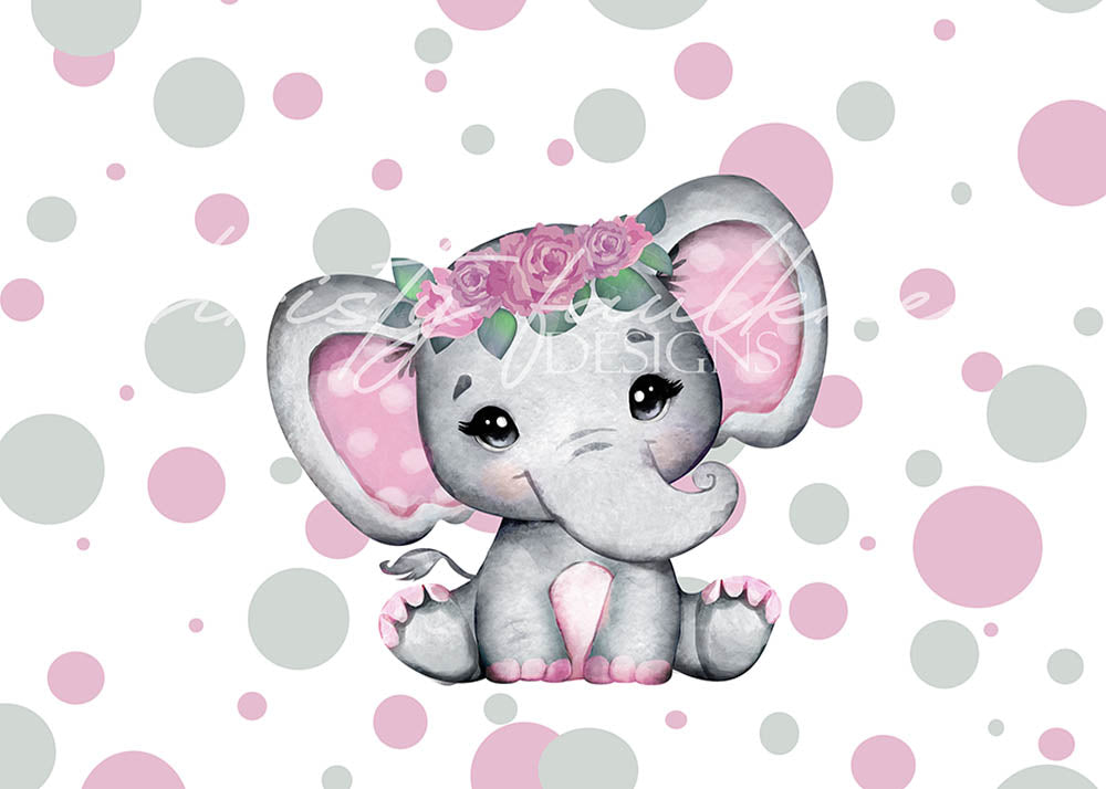 Avezano Elephant/ Polka Dot (Multi-color Options) Photography Backdrop Designed By Christy Faulkner