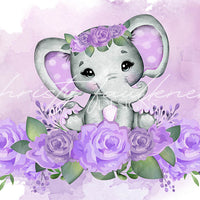 Avezano Watercolor Floral Elephant (Multi-color Options) Photography Backdrop Designed By Christy Faulkner