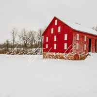 Avezano Winter Red Barn Photography Backdrop Designed By Christy Faulkner