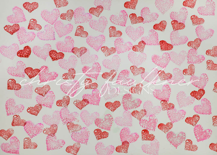 Avezano Pink & Red Love Pattern Photography Backdrop Designed By Christy Faulkner-AVEZANO