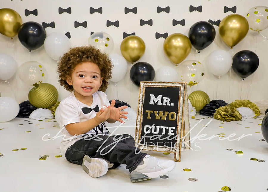 Avezano Black & Gold Bow Tie Balloon Photography Backdrop Designed By Christy Faulkner