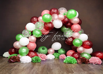 Avezano Red Green Ballon Arch Photography Backdrop Designed By Christy Faulkner-AVEZANO