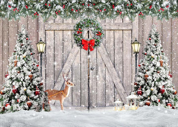 New Avezano Christmas Wooden Gate And Path Photography Background-AVEZANO