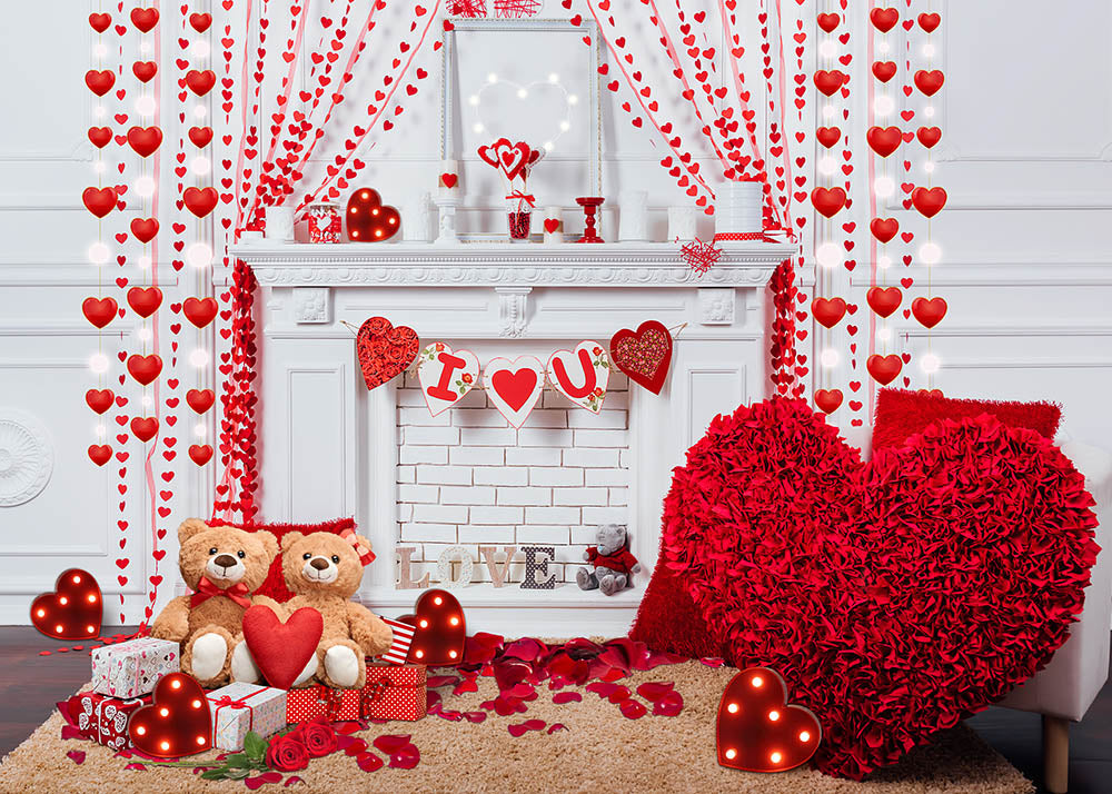 Avezano Love Rose and Love Curtain Backdrop For Valentine&