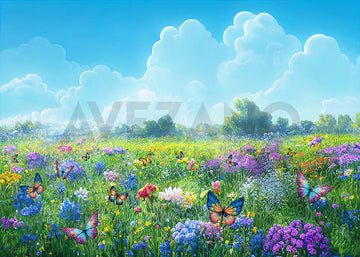 Avezano Butterflies and Flowers Oil Painting Photography Background-AVEZANO