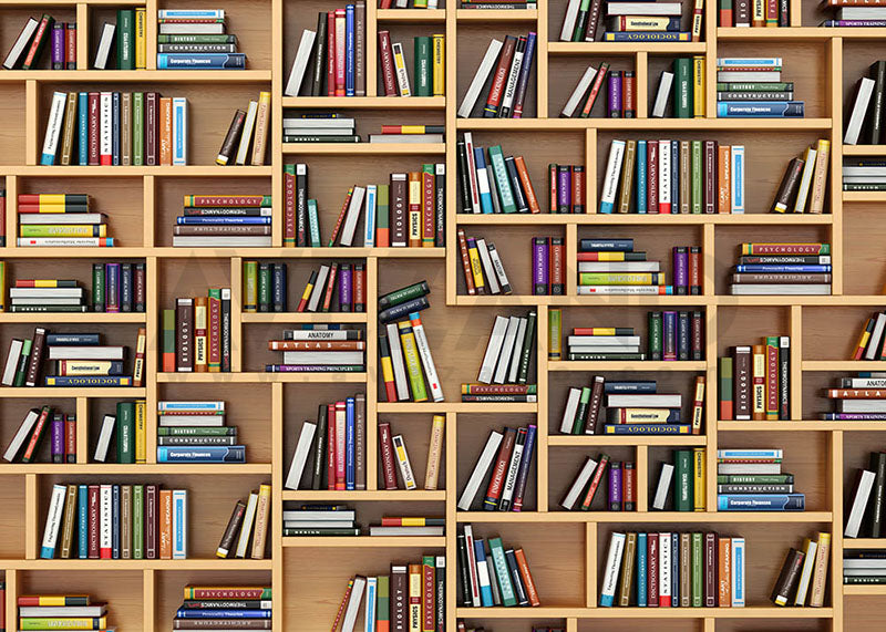 Avezano Wooden Bookshelf Photography Backdrop For Back To School-AVEZANO