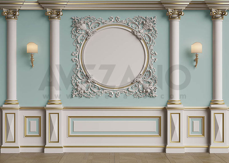 Avezano Elegant Mint Green Wall Window Photography Backdrop-AVEZANO