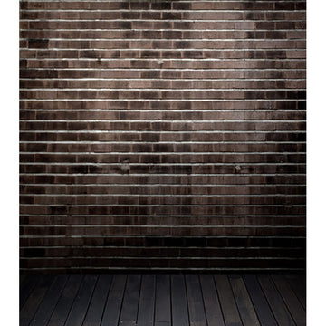 Avezano Dark Gray Brick Wall Texture Backdrop With Wood Floor for Portrait Photography-AVEZANO