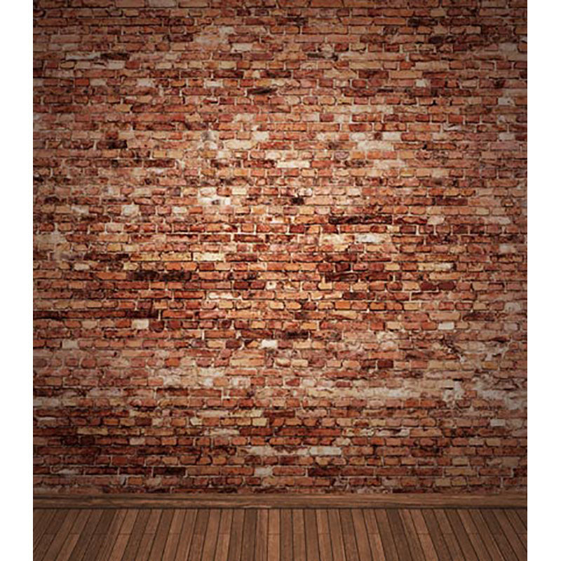Avezano Red Brick Wall Texture Backdrop With Vertical Version Wood Floor For Photography-AVEZANO
