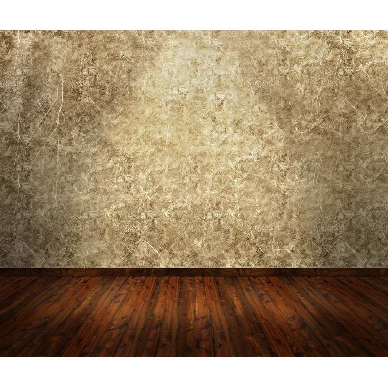 Avezano Yellow Old Wall With Brown Wood Floor Texture Photography Backdrop-AVEZANO