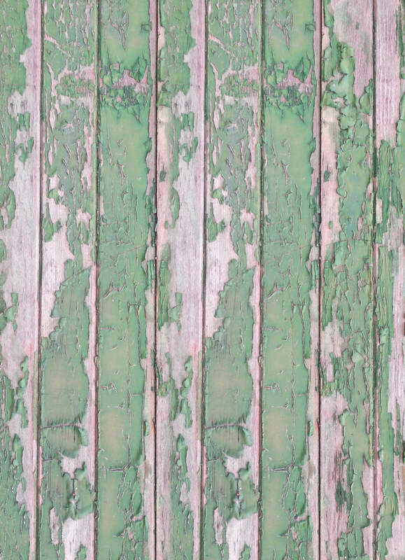 Avezano Painted Green Wood Planks Rubber Floor Mat