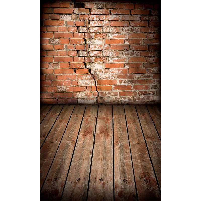 Avezano Chapped Red Brick Wall Texture Backdrop With Vertical Version Wood Floor For Photography-AVEZANO