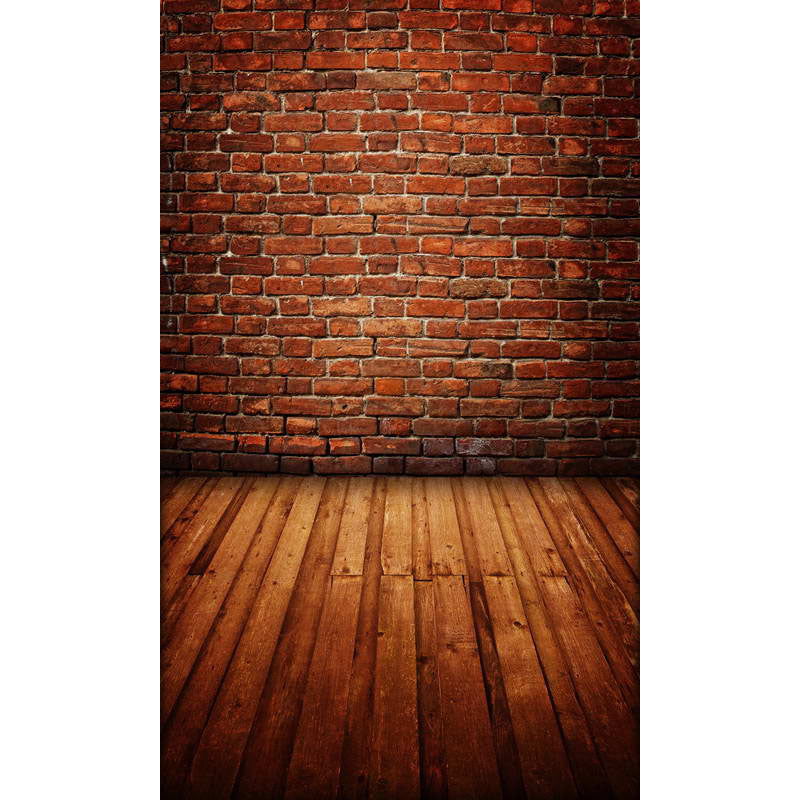 Avezano Red Brick Wall Texture Backdrop With Vertical Version Wood Floor For Photography-AVEZANO