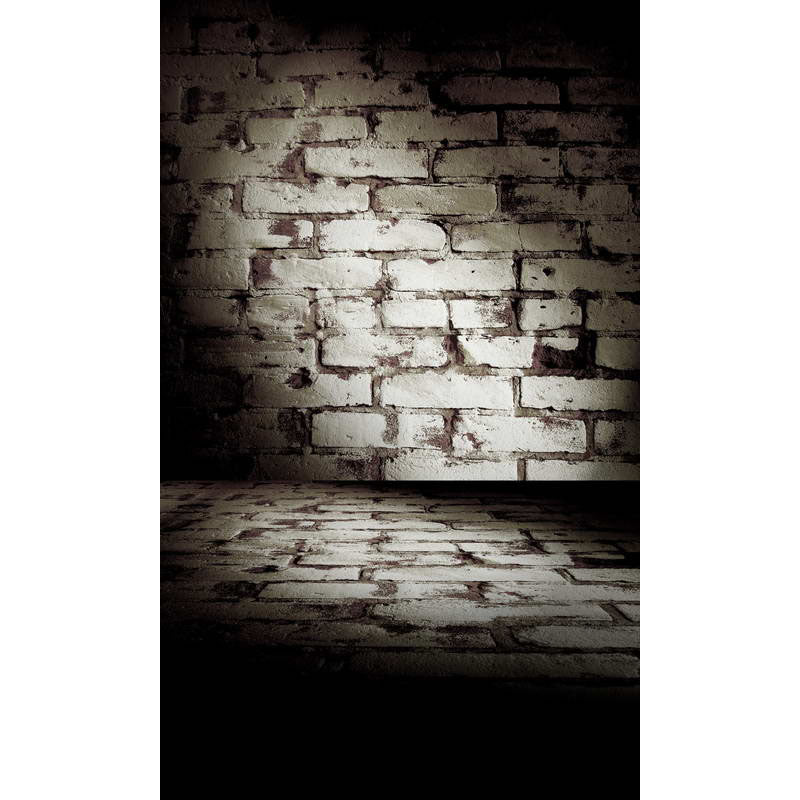 Avezano White Brick Wall Lit Up In The Dark Texture Backdrop With Floor For Photography-AVEZANO