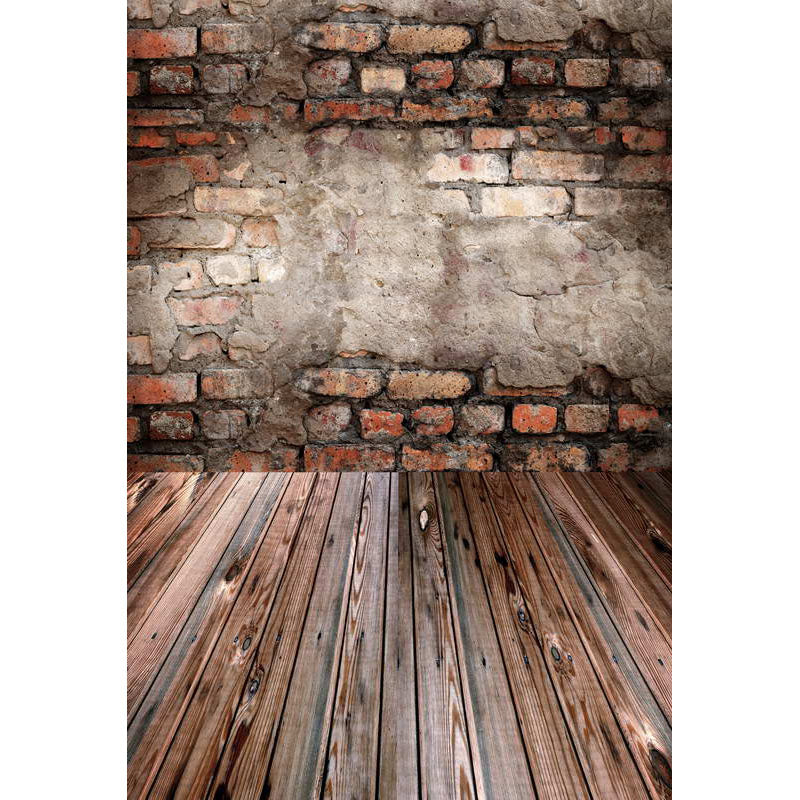 Avezano Do Old Brick Wall Texture Backdrop With Vertical Version wood Floor For Photography-AVEZANO