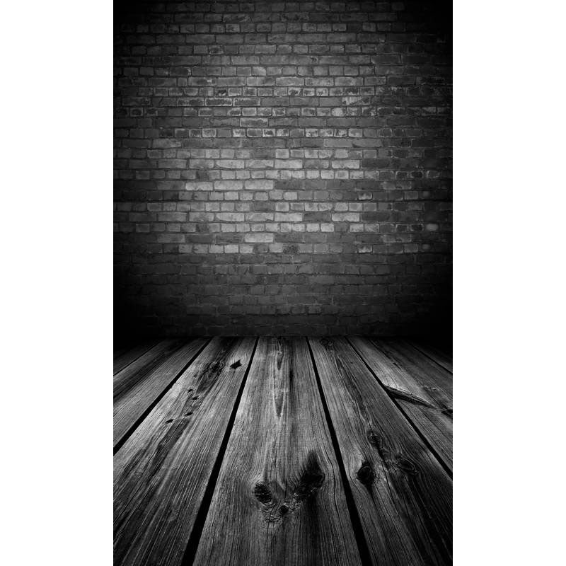 Avezano Gray Brick Wall Texture Backdrop With Vertical Version Wood Floor For Photography-AVEZANO