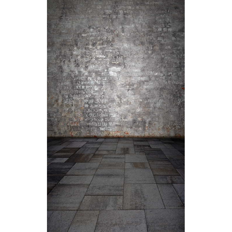 Avezano Old Gray Brick Wall Texture Backdrop With Square Stone Floor For Photography-AVEZANO