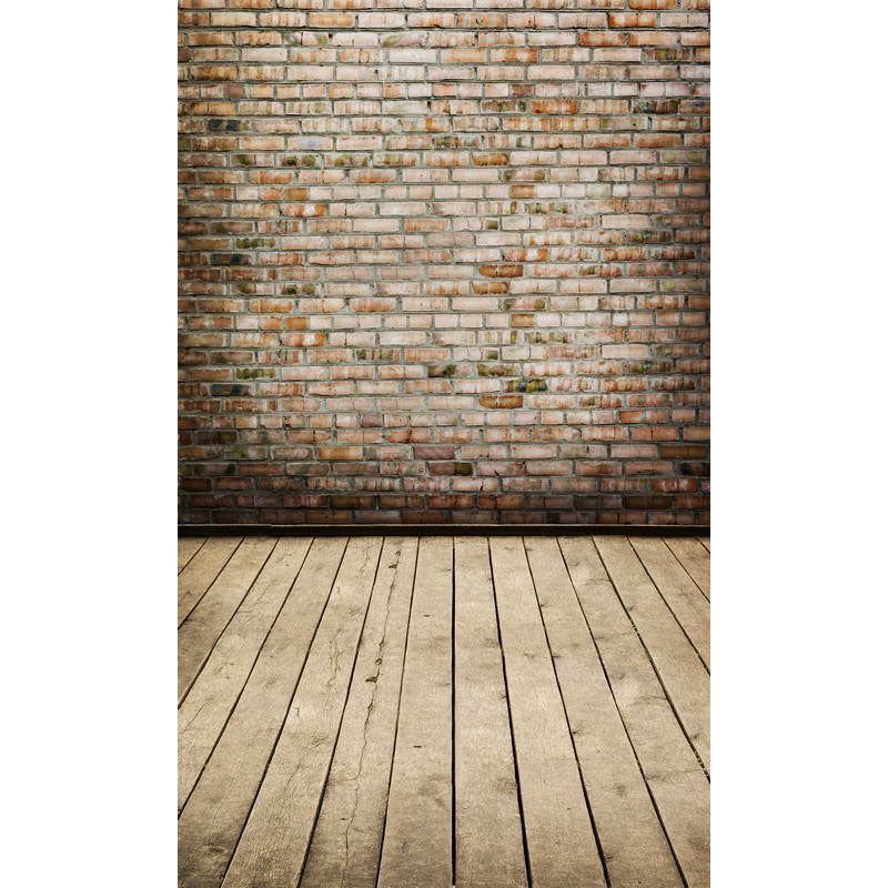 Avezano Light Red Brick Wall Texture Backdrop With Vertical Version Wood Floor For Photography-AVEZANO