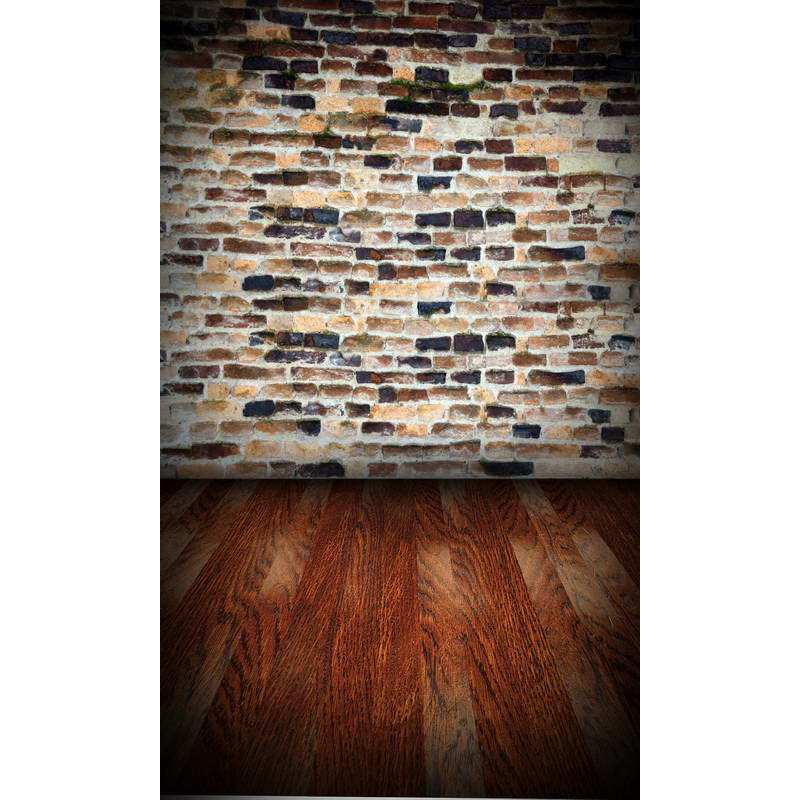 Avezano Red And Black Brick Wall Texture Backdrop With Vertical Version Wood Floor For Photography-AVEZANO