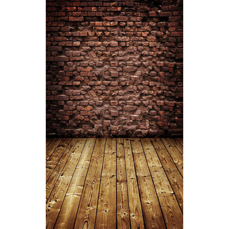 Avezano Brown Uneven Brick Wall Texture Backdrop With Vertical Version Wood Floor For Photography-AVEZANO