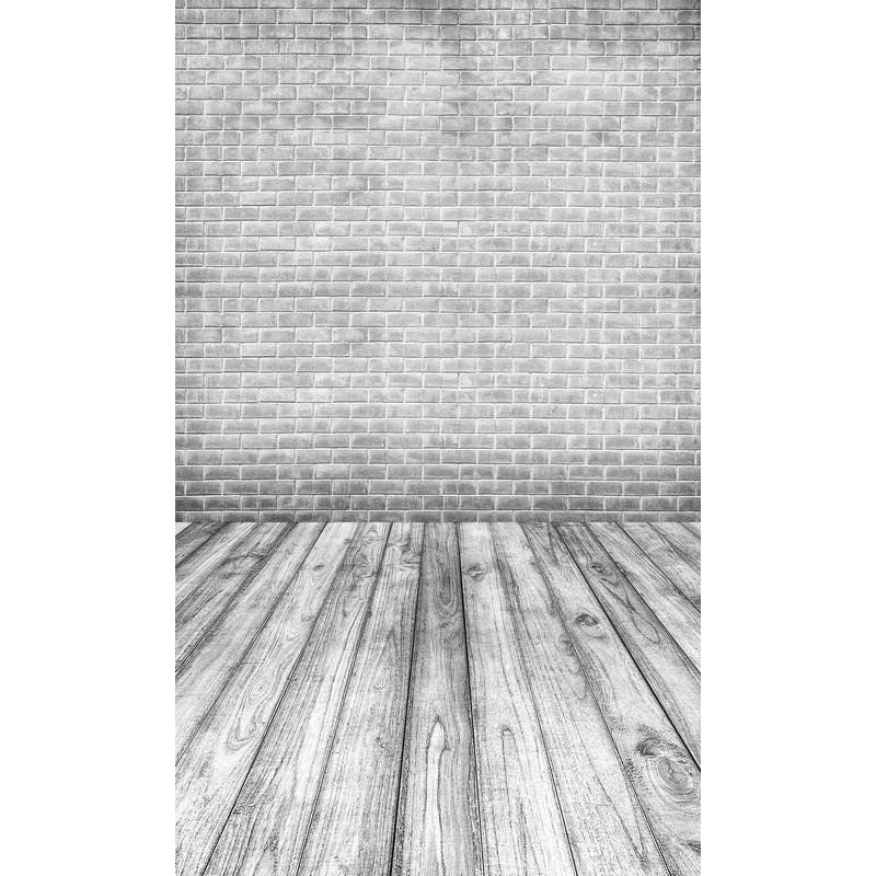 Avezano Silver Gray Brick Wall Texture Backdrop With Vertical Version Wood Floor For Photography-AVEZANO