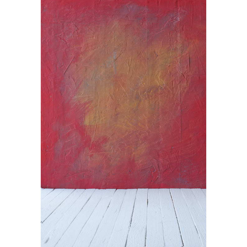 Avezano Red Paint Wall Texture Backdrop With Vertical Version White Wood Floor For Photography-AVEZANO
