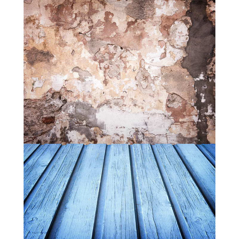 Avezano Do Old Paint Wall Texture Backdrop With Vertical Version Blue Wood Floor For Photography-AVEZANO