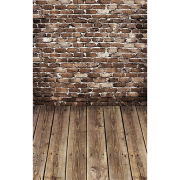 Avezano Brick Wall Texture Photo Backdrop With Vertical Version Wood Floor-AVEZANO