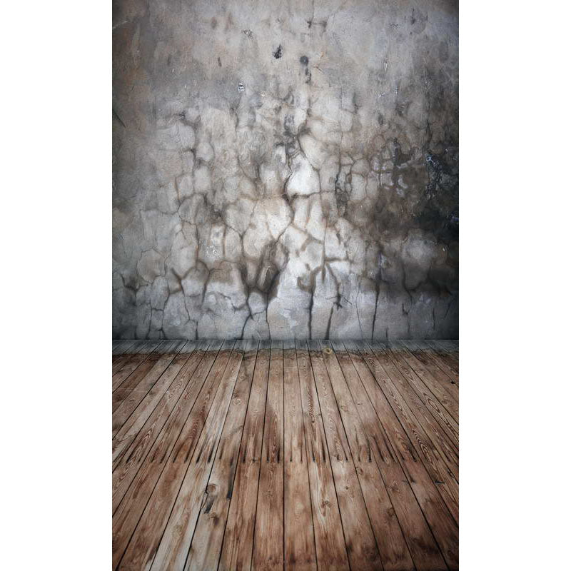 Avezano Cracked Wall Texture Backdrop With Vertical Version Wood Floor for Portrait Photography-AVEZANO