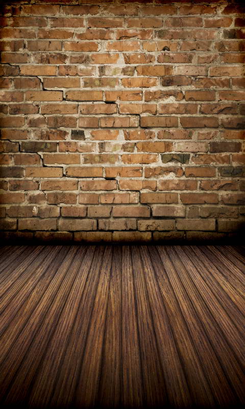 Avezano Cracked Brick Wall Texture photo Backdrop with Vertical version wood floor