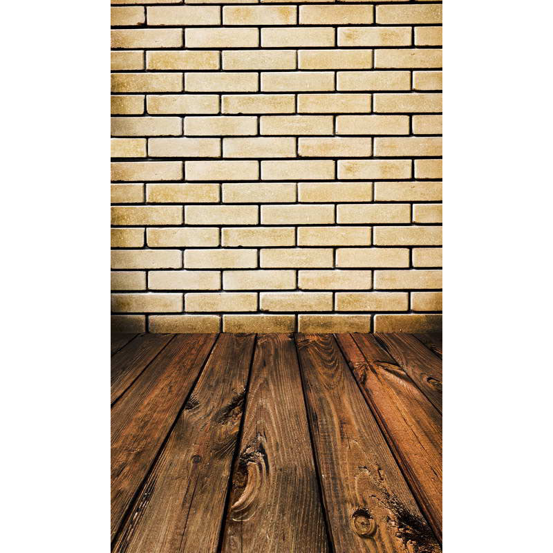 Avezano Ceramic Tile Brick Wall Texture Photo Backdrop With Wood Floor-AVEZANO