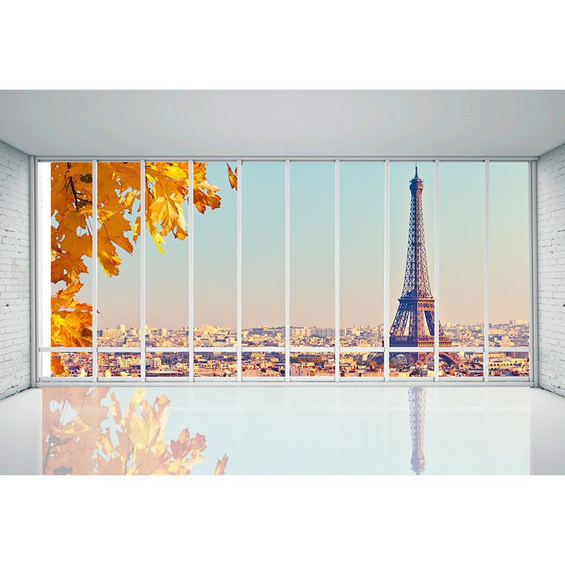 Avezano French Window With A View Of The Eiffel Tower Architecture Backdrop For Portrait Photography-AVEZANO