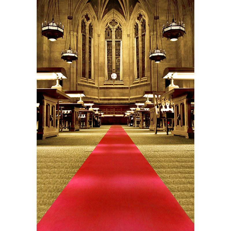 Avezano Long Red Carpet In The Library Architecture Backdrop For Portrait Photography-AVEZANO
