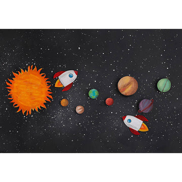 Avezano Cartoon Galactic Planet Photography Backdrop For Children-AVEZANO