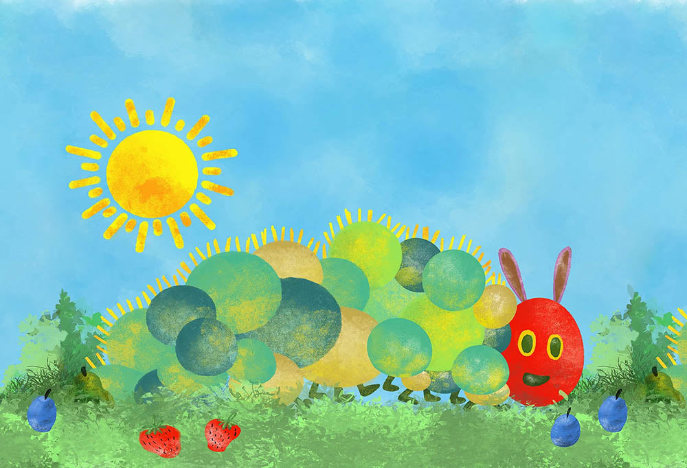 Avezano Cartoon Creative Caterpillar Baby Birthday Photography Backdrop-AVEZANO
