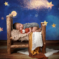 Avezano Handpainted Blue Sky And Stars Baby Photography Backdrop-AVEZANO