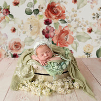 Avezano Hand Painted Bright Flowers Baby Photography Backdrop-AVEZANO