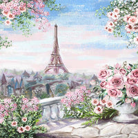 Avezano Fantasy Hand-Painted Flowers And Tower Baby Birthday Photography Backdrop