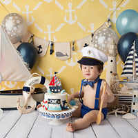 Avezano Little Captain Baby Birthday Cakesmash Session Photography Backdrop-AVEZANO