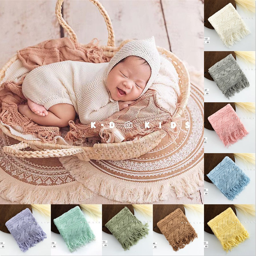 Avezano Newborn Baby Shooting Props Photography Woolen Tassel Blanket
