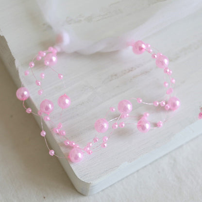 Avezano Bandeau de cheveux fait main en perles pour nouveau-né Ornement de cheveux de princesse