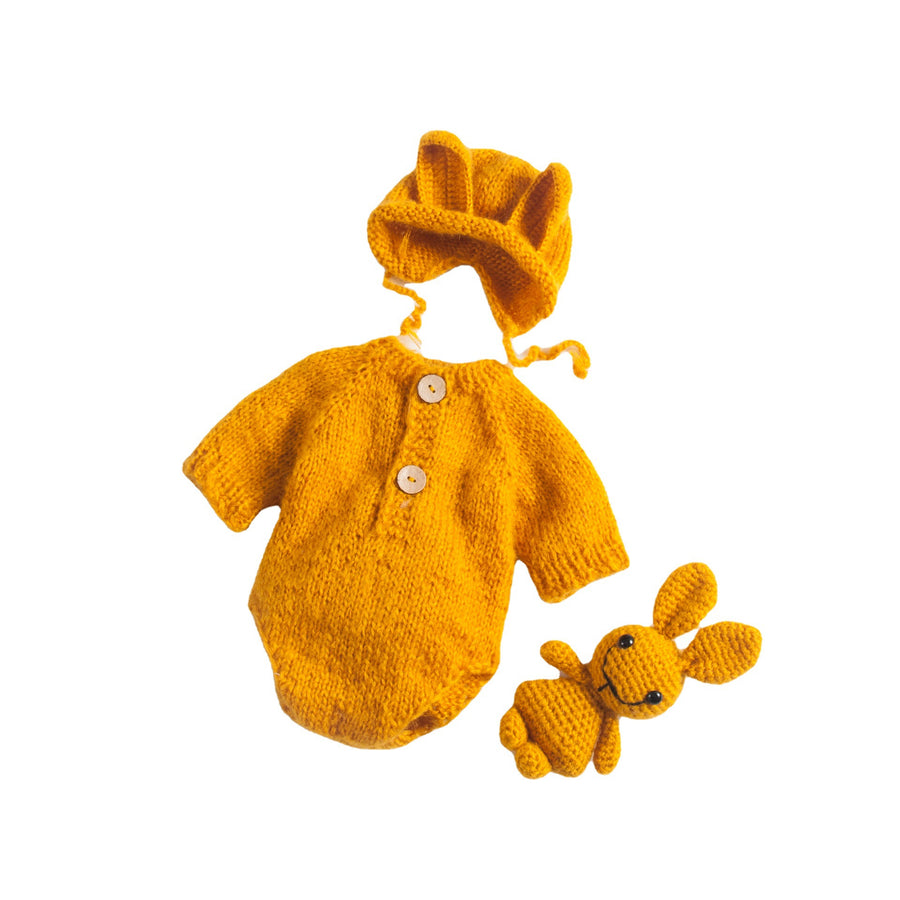 Avezano New Bunny Costume Baby Wool Baby Outfits Photo Shoot 3-piece set